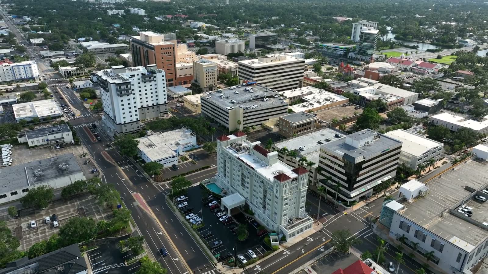Bradenton, FL from the air, the Florida market behind Bradenton hurricane and property insurance claims