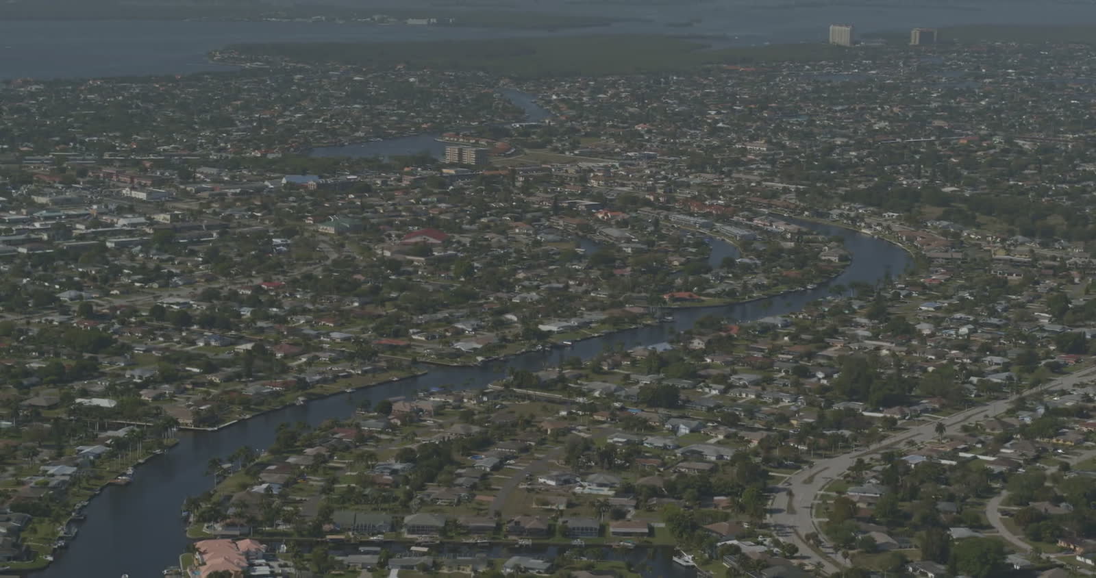 Cape Coral, FL from the air, the Florida market behind Cape Coral hurricane and property insurance claims