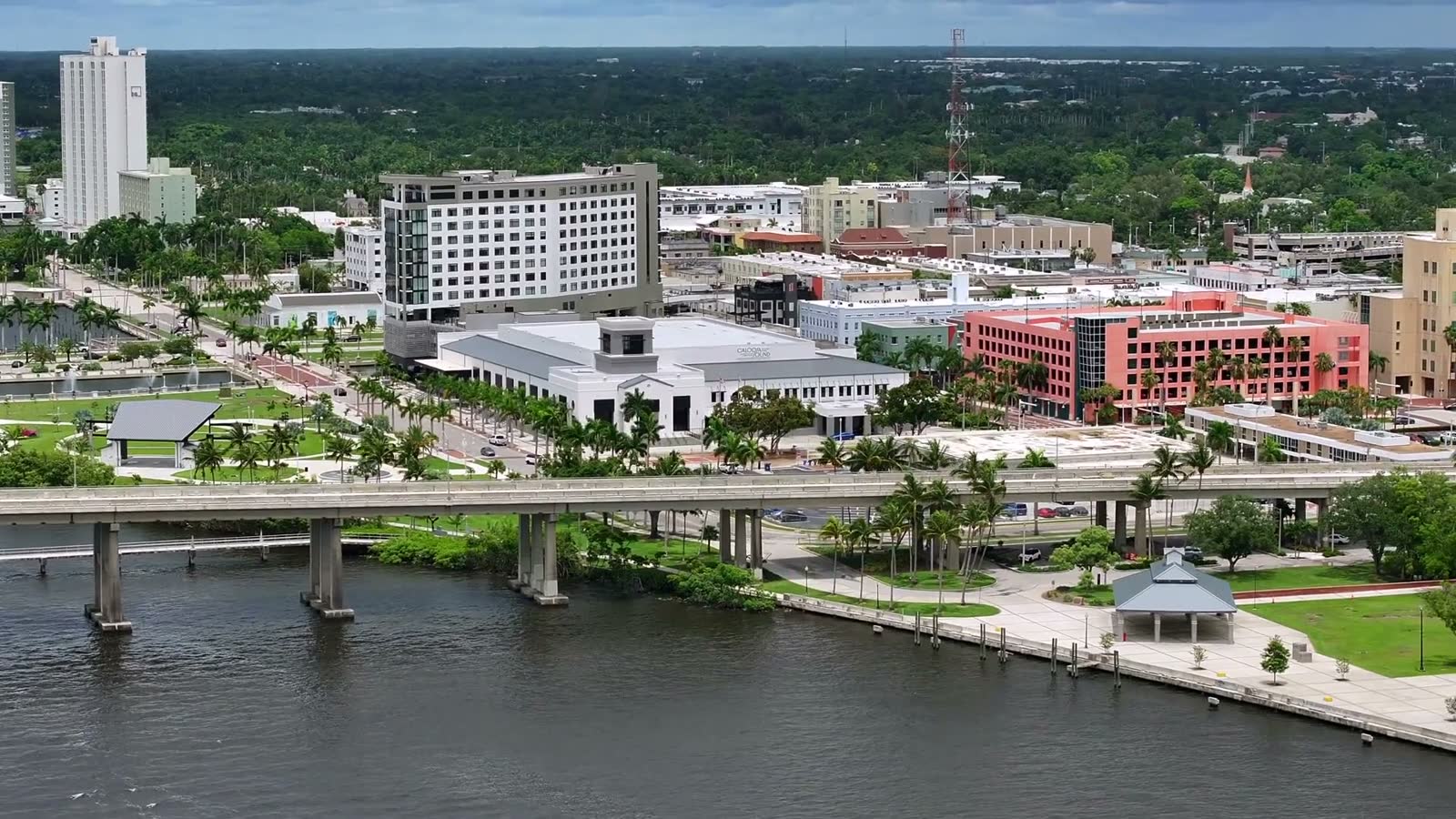 Fort Myers, FL from the air, the Florida market behind Fort Myers hurricane and property insurance claims