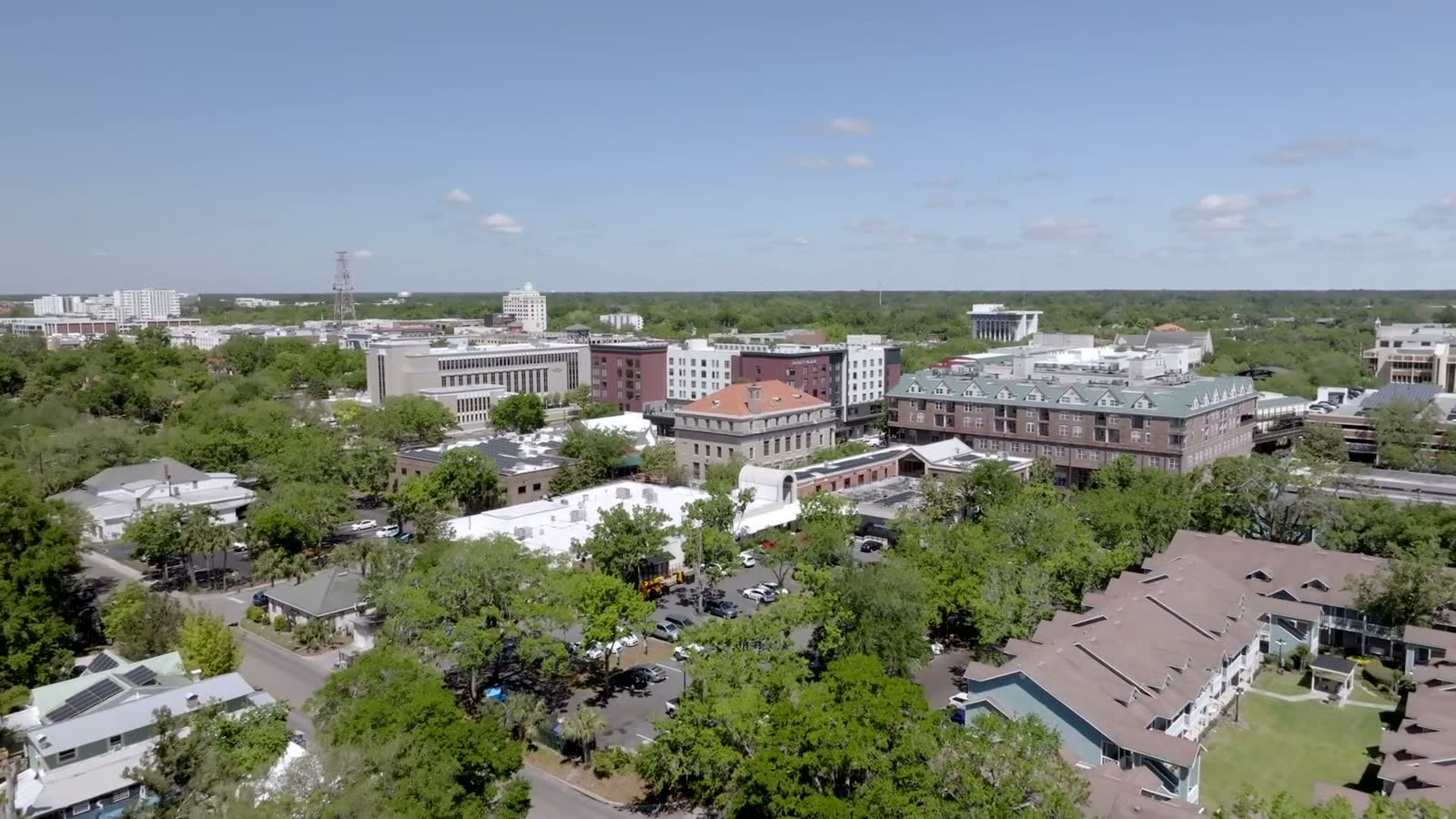 Gainesville, FL from the air, the Florida market behind Gainesville hurricane and property insurance claims