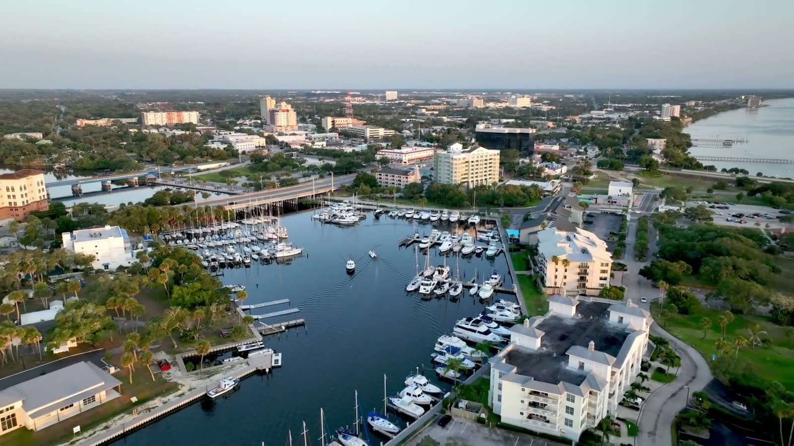 Melbourne, FL from the air, the Florida market behind Melbourne hurricane and property insurance claims