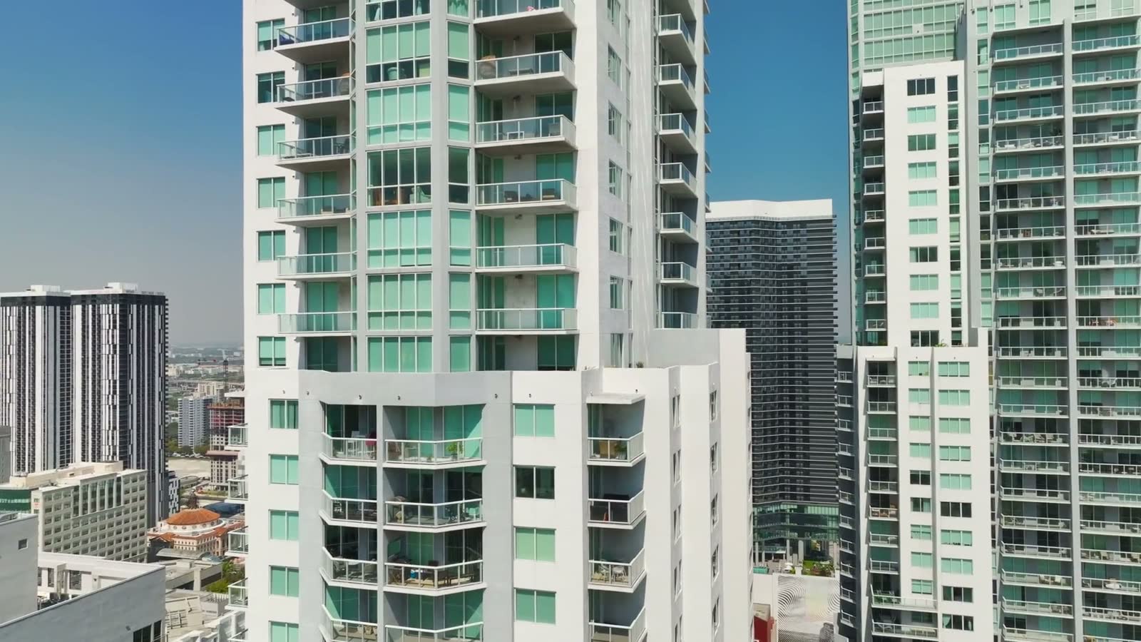 Miami, FL from the air, the Florida market behind Miami hurricane and property insurance claims