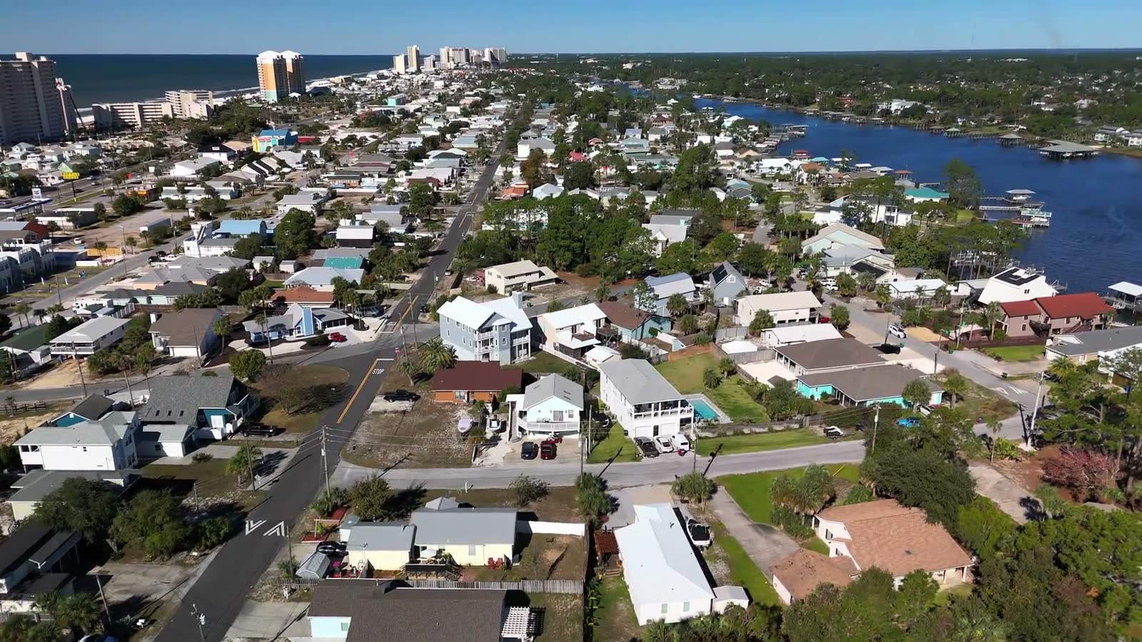 Panama City, FL from the air, the Florida market behind Panama City hurricane and property insurance claims