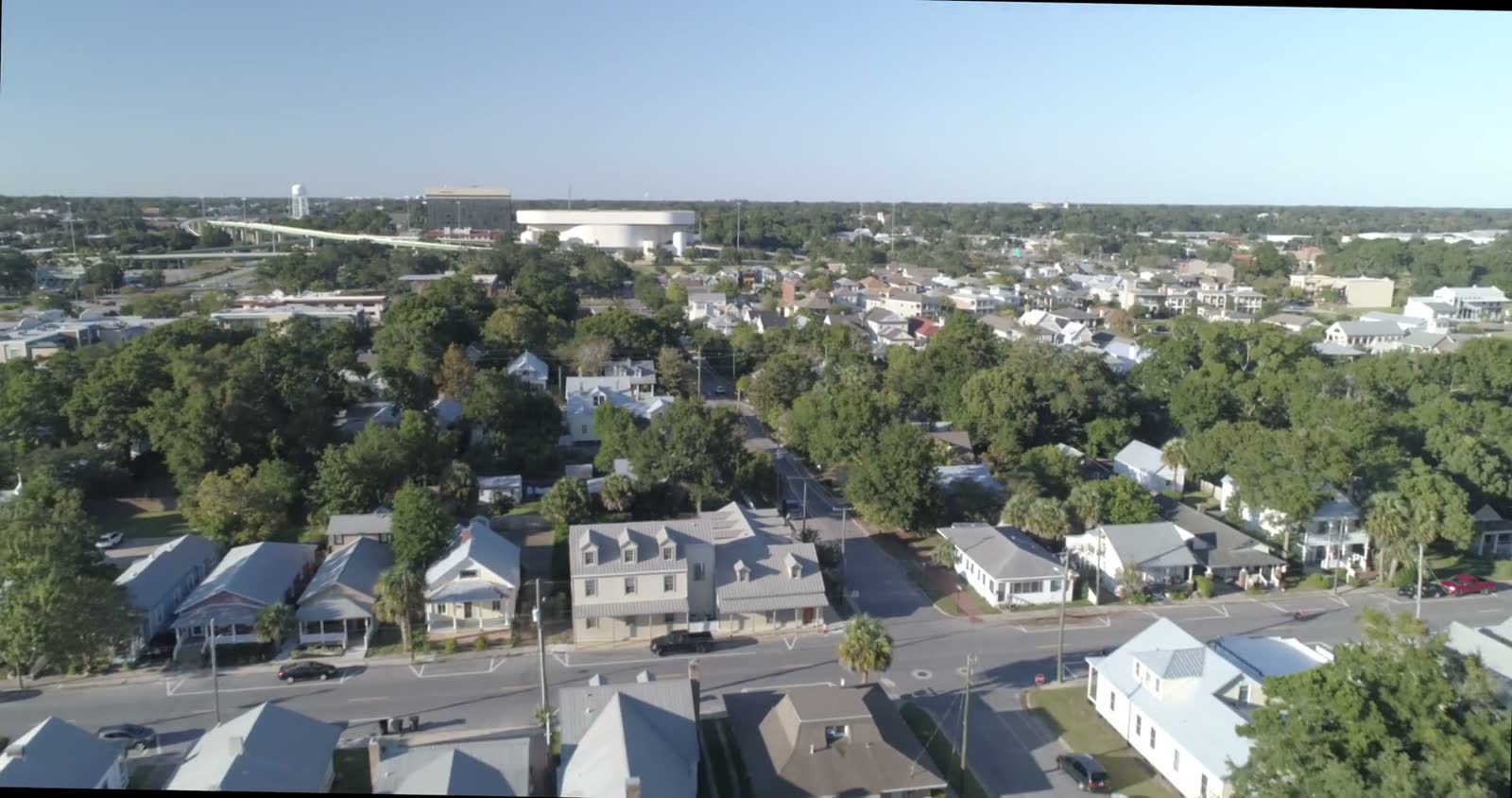 Pensacola, FL from the air, the Florida market behind Pensacola hurricane and property insurance claims