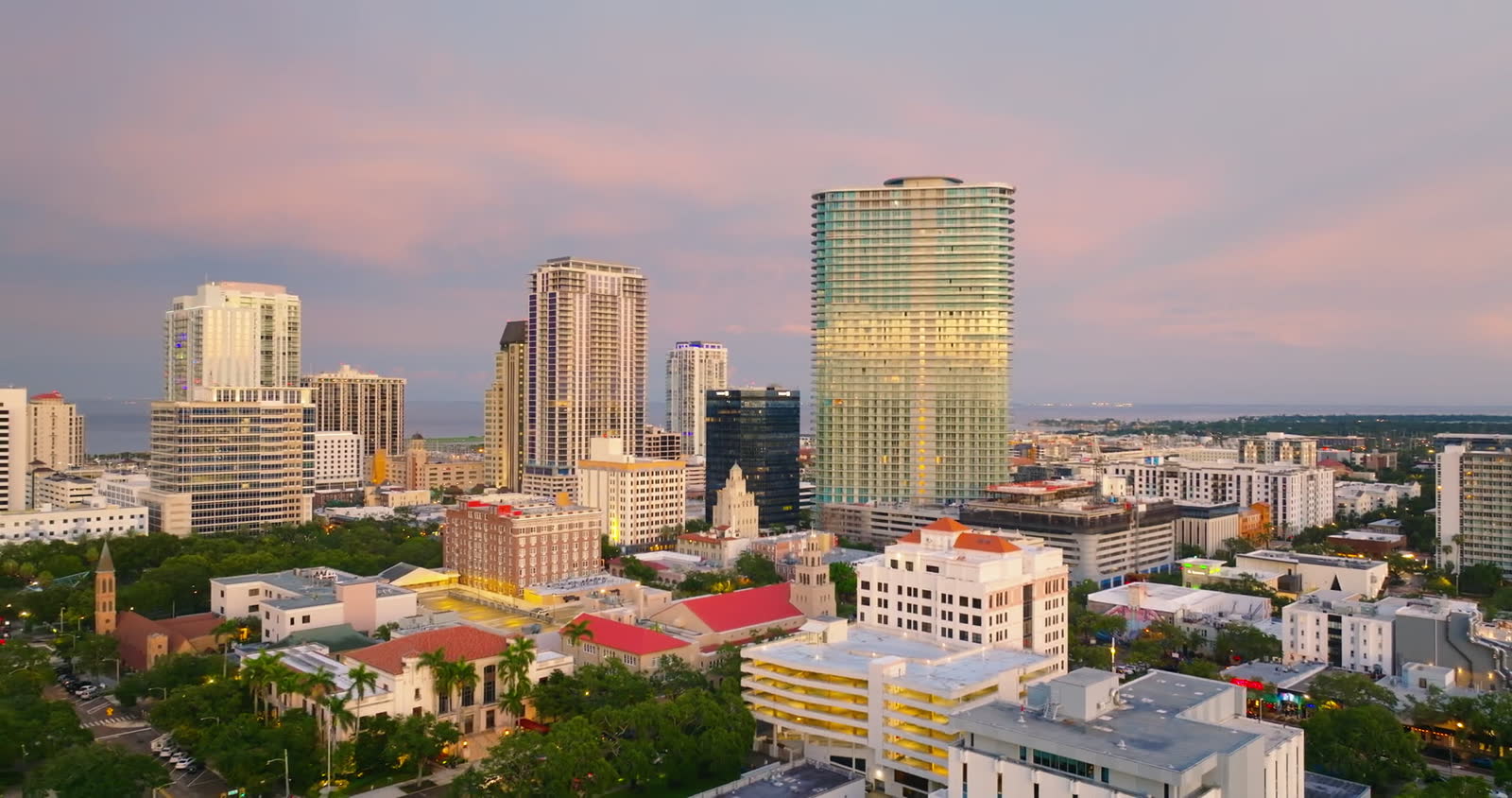St. Petersburg, FL from the air, the Florida market behind St. Petersburg hurricane and property insurance claims