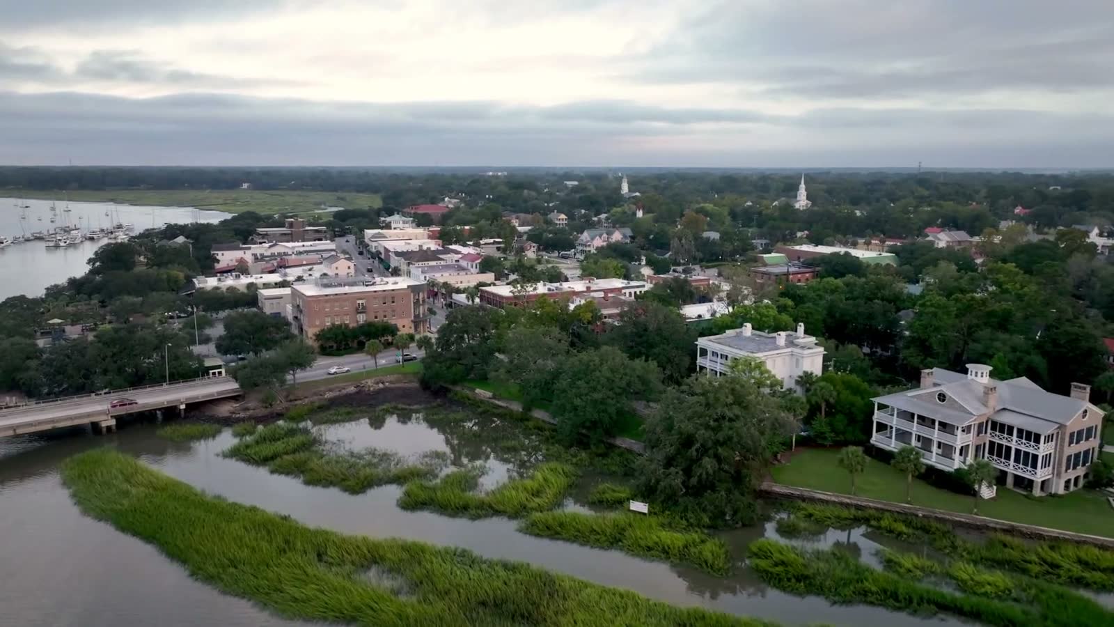 Beaufort, SC from the air, the South Carolina market behind Beaufort hurricane and property insurance claims