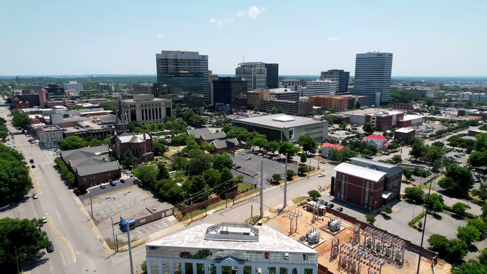 Columbia, SC from the air, the South Carolina market behind Columbia hurricane and property insurance claims
