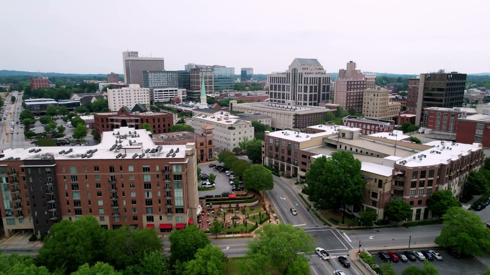 Greenville, SC from the air, the South Carolina market behind Greenville hurricane and property insurance claims