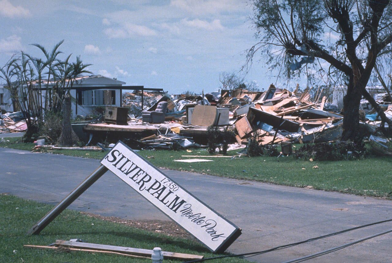 Silver Palm mobile home park, Miami-Dade, about 99 percent of Homestead's mobile homes were destroyed