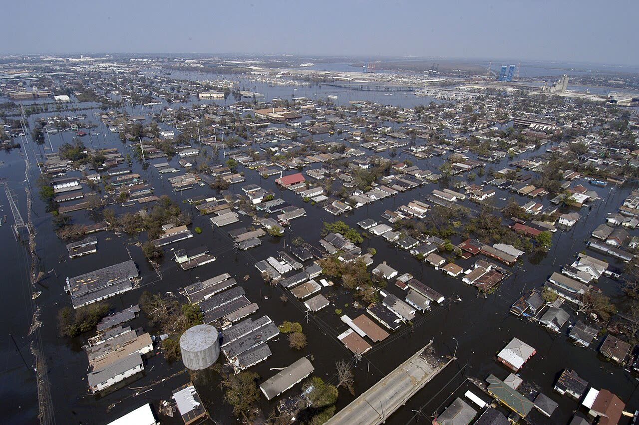 U.S. Navy aerial of flooded New Orleans neighborhoods, September 2, 2005, four days after landfall