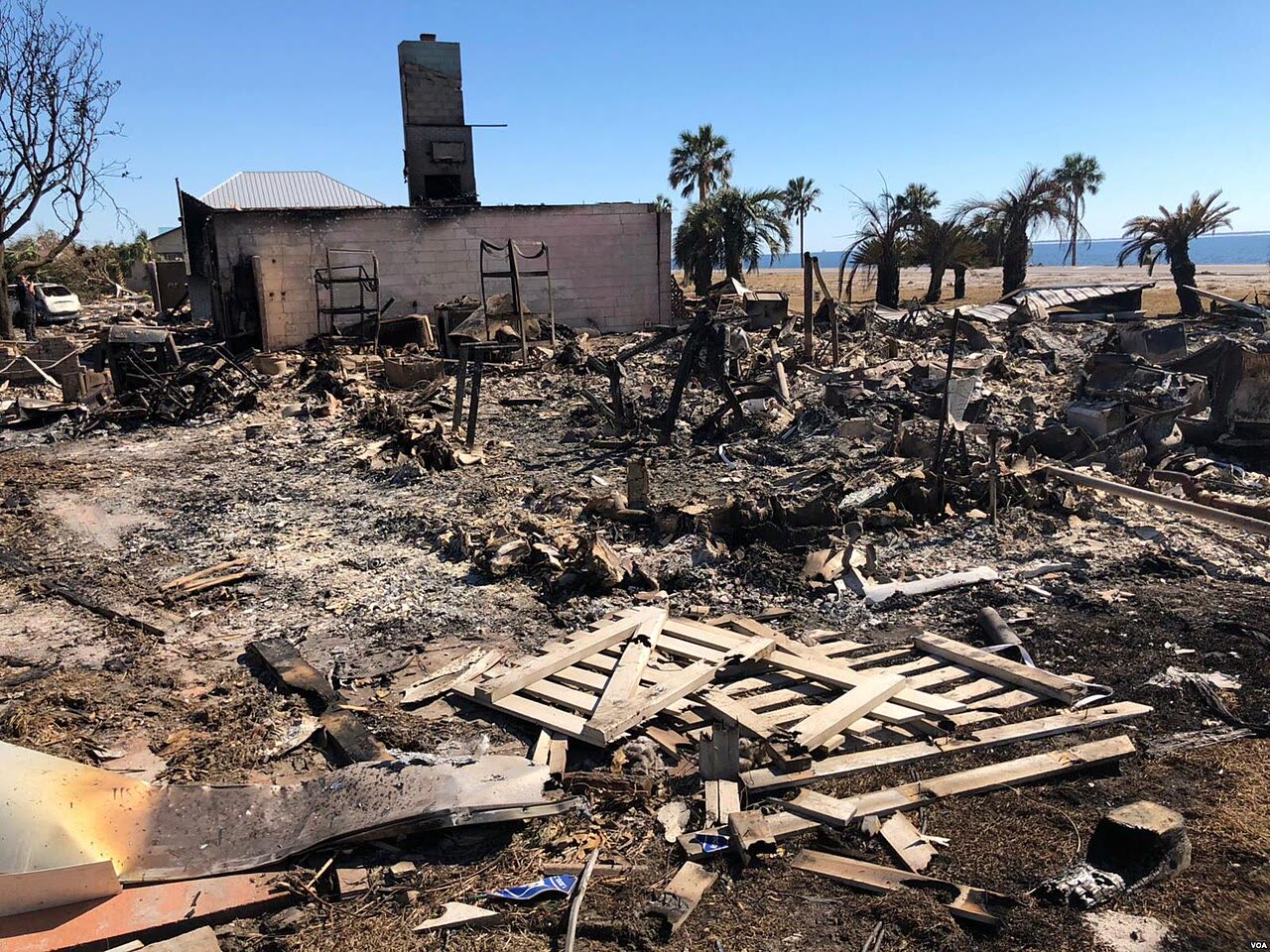 Slab-level destruction in Mexico Beach, where 160 mph winds and 9-14 ft of surge leveled entire blocks