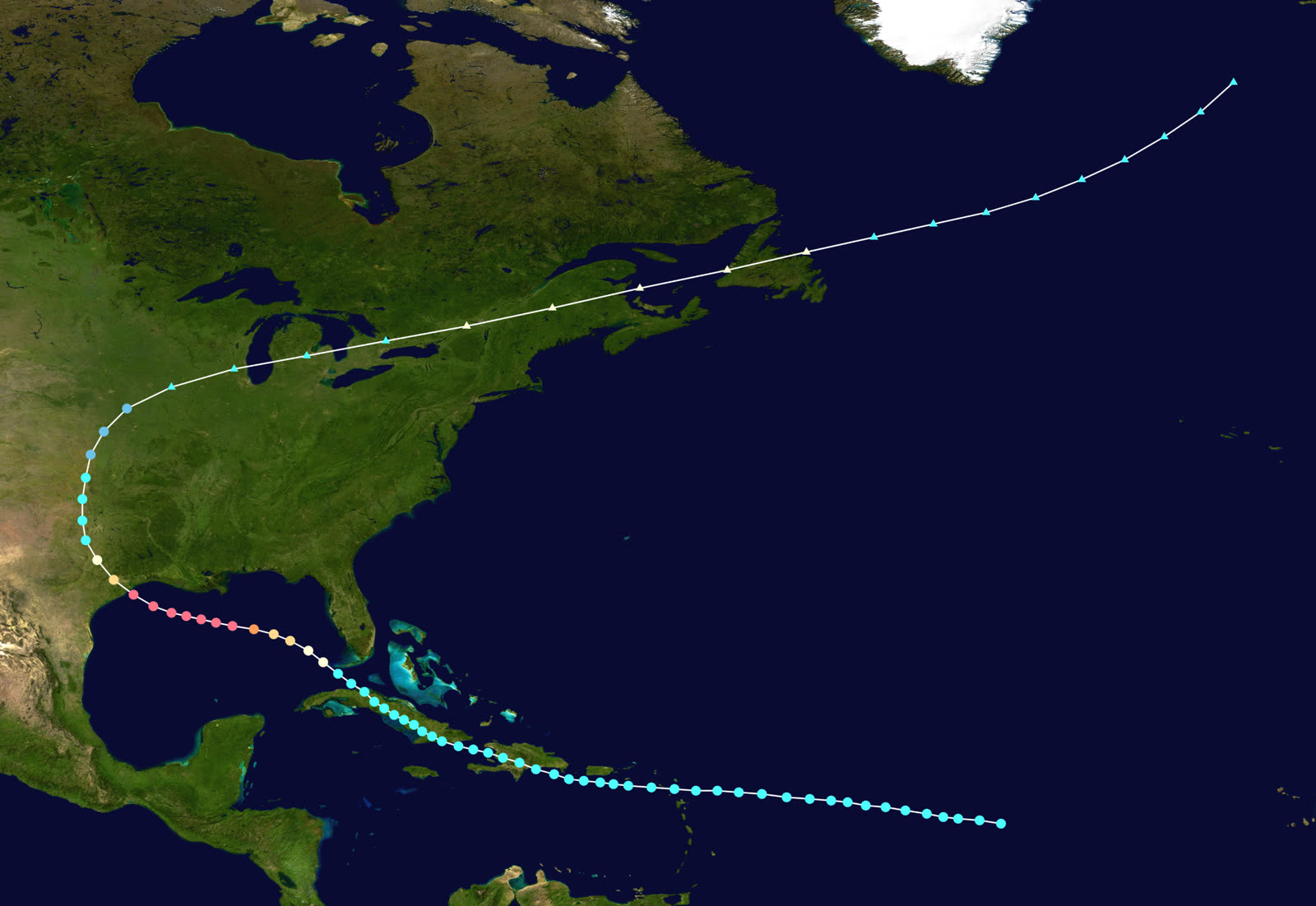 Best track of the 1900 Galveston hurricane, August 27 - September 15, 1900