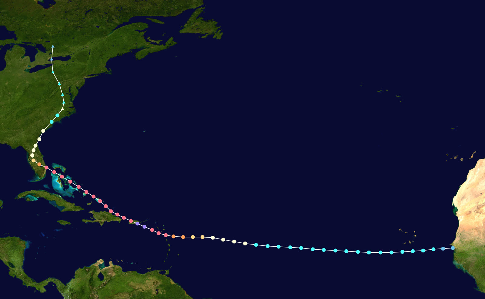 Best track of the 1928 Okeechobee hurricane, September 6-21, 1928