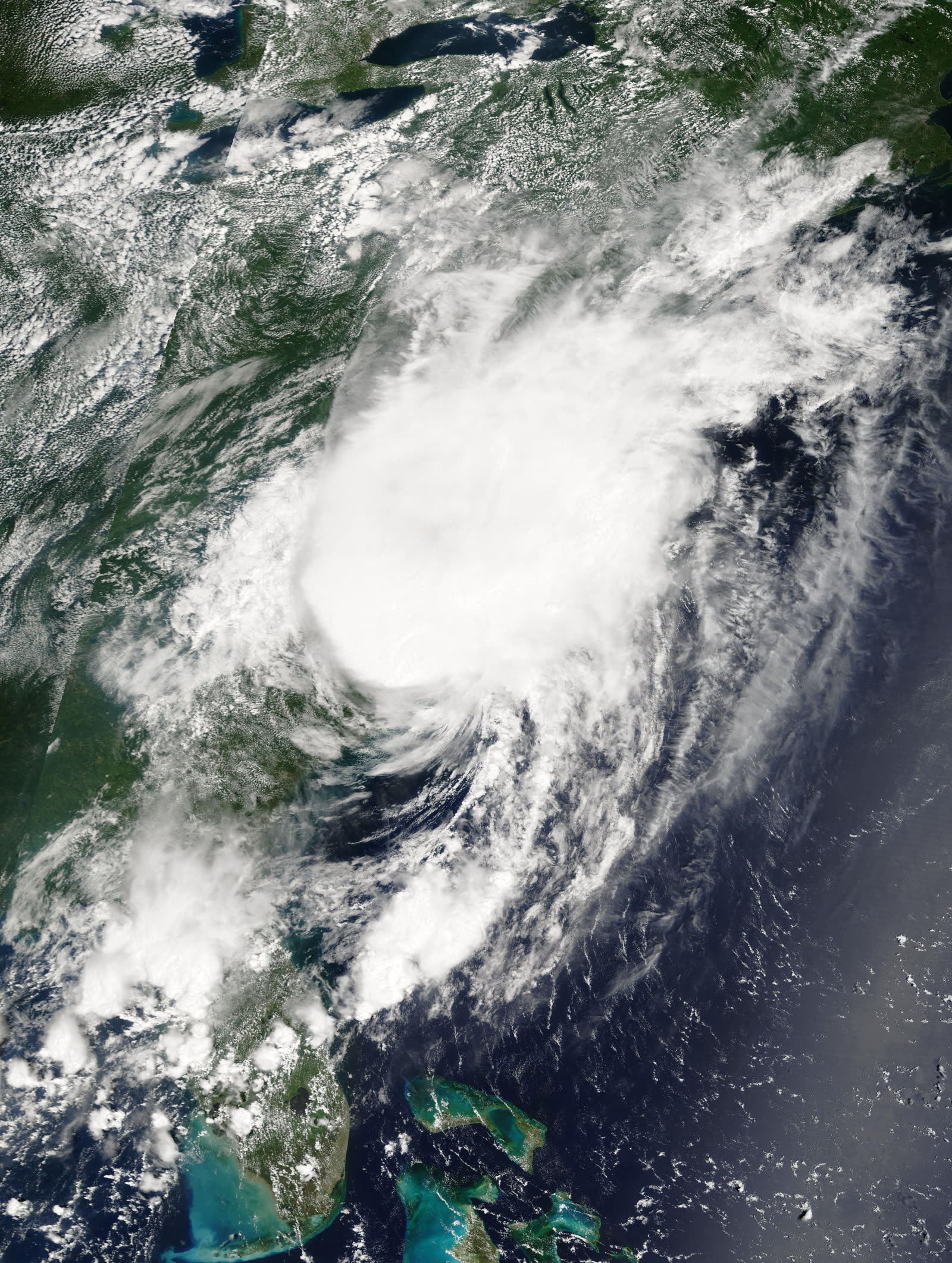 Charley off the Carolinas on August 14, hours after its second US landfall near Cape Romain, SC