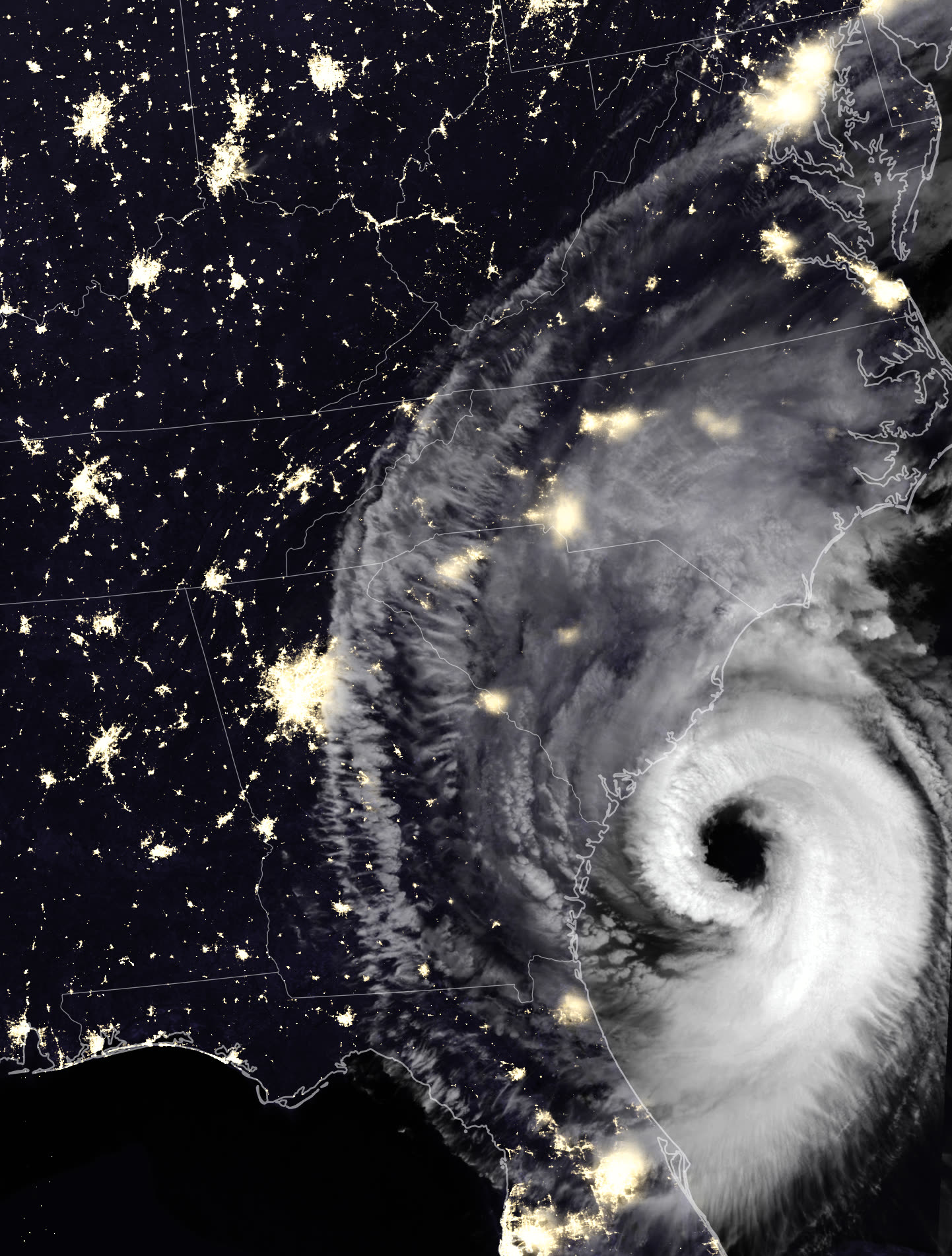 Dorian raking the South Carolina coast from offshore, September 5, 2019, wind, rain, surge, and tornadoes without landfall