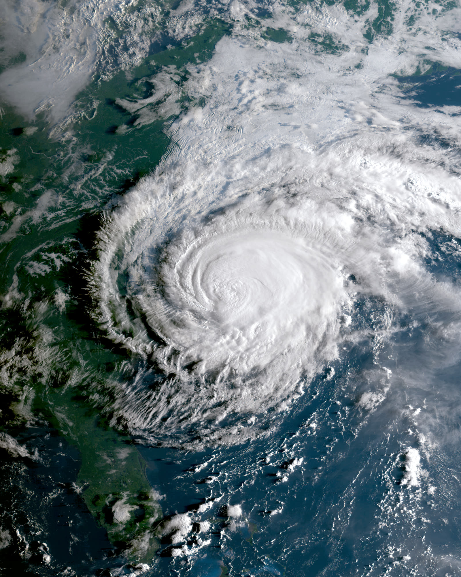 GOES-16 view of Florence coming ashore at Wrightsville Beach the morning of September 14, 2018