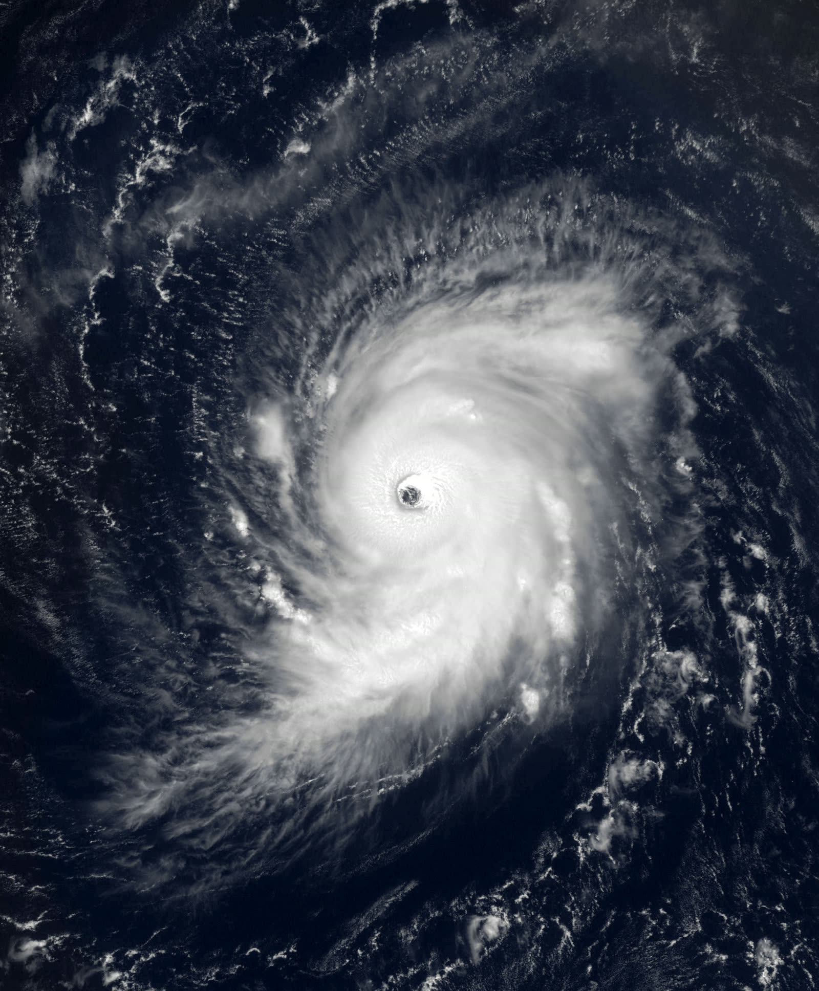 Georges near Category 4 peak intensity (155 mph, 937 mb) east of the Leeward Islands, September 19, 1998