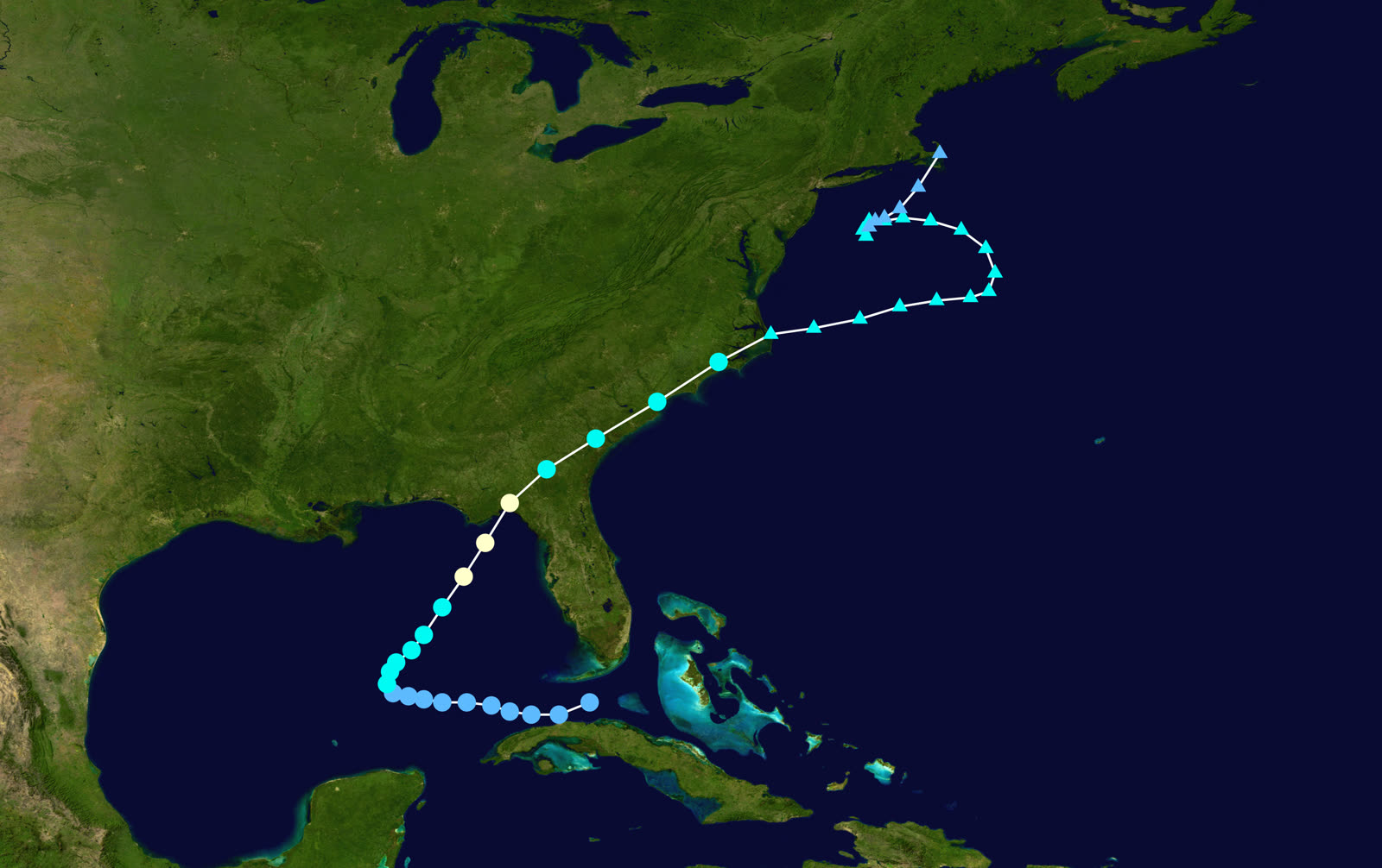 Best track of Hurricane Hermine, August 28 - September 8, 2016