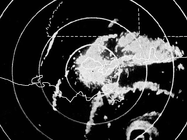 Radar loop of Camille's eye approaching the Mississippi coast, August 17, 1969