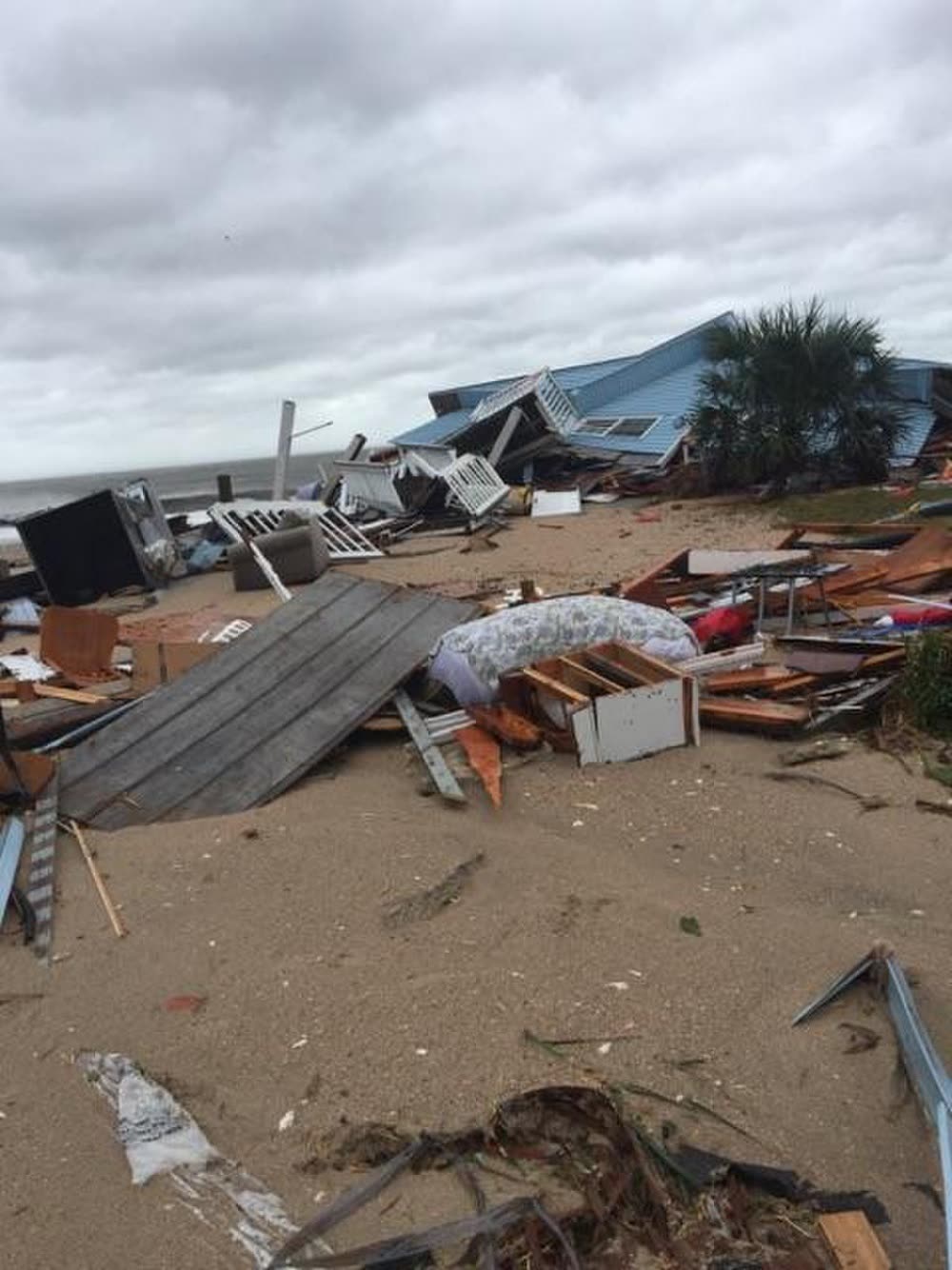 Surge and flood damage at Edisto Beach, SC, October 8, 2016