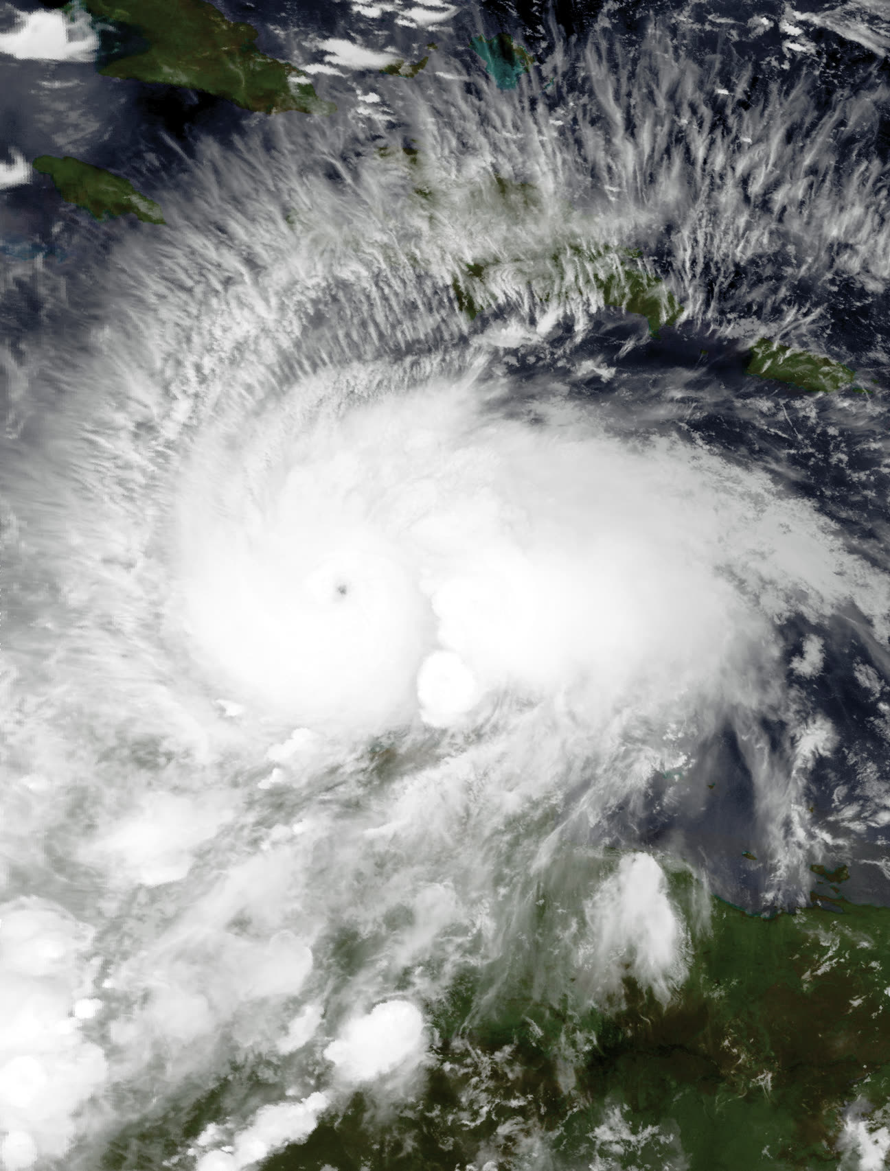 Matthew near peak intensity as a 165-mph Category 5 in the Caribbean, October 1, 2016