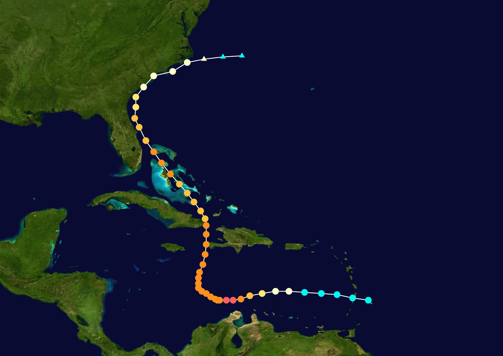Best track of Hurricane Matthew, September 28 - October 9, 2016