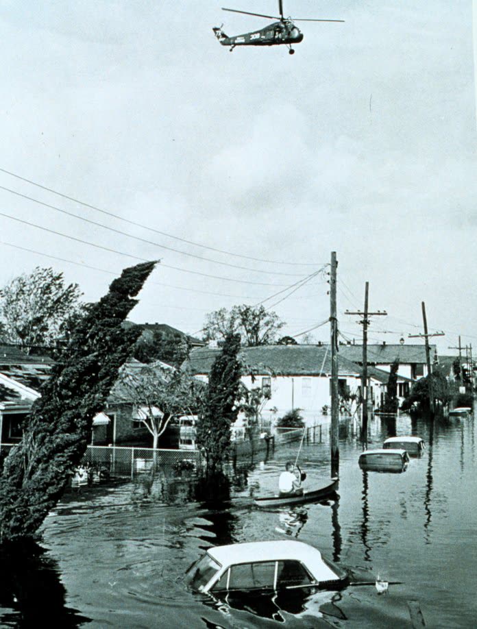 New Orleans' Lower Ninth Ward under water after Betsy's surge overtopped and breached levees - the flood that made federal flood insurance a national issue