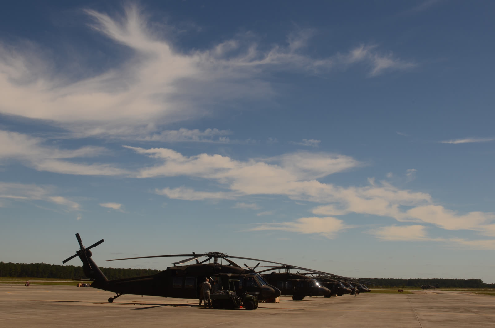 SC and NC National Guard Black Hawks running rescue and levee-repair missions over the flood zone, October 6, 2015