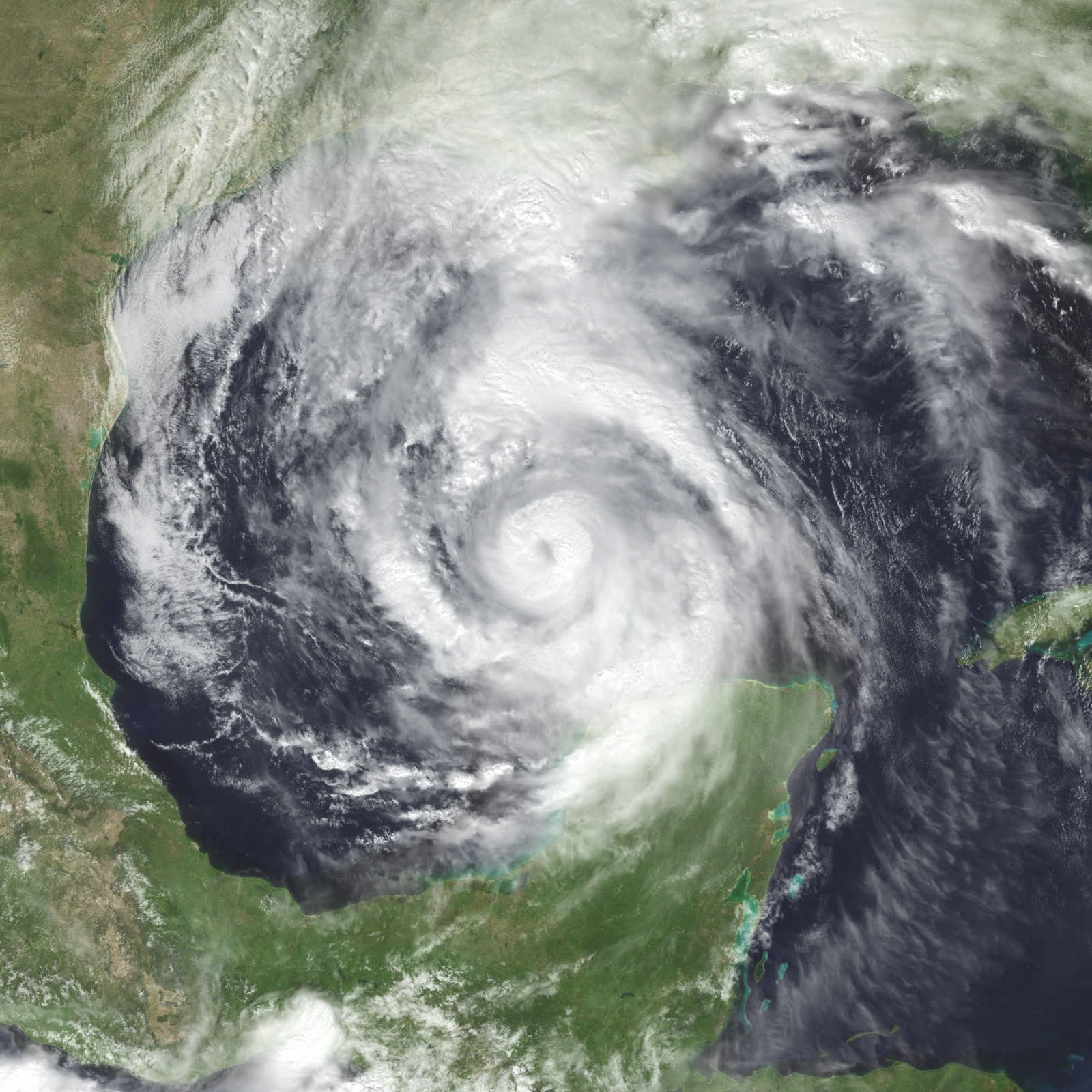 Opal beginning rapid intensification over the warm Gulf, October 3, 1995 - it deepened to 916 mb within a day