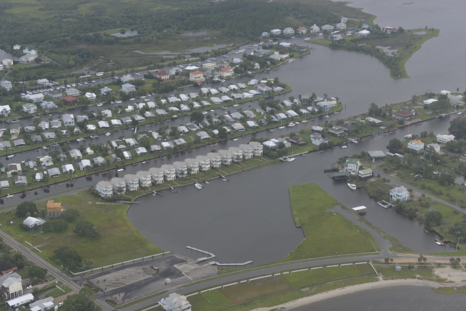 Coast Guard Ocean Sentry crew flying a post-Hermine damage survey over the affected coast, September 2, 2016