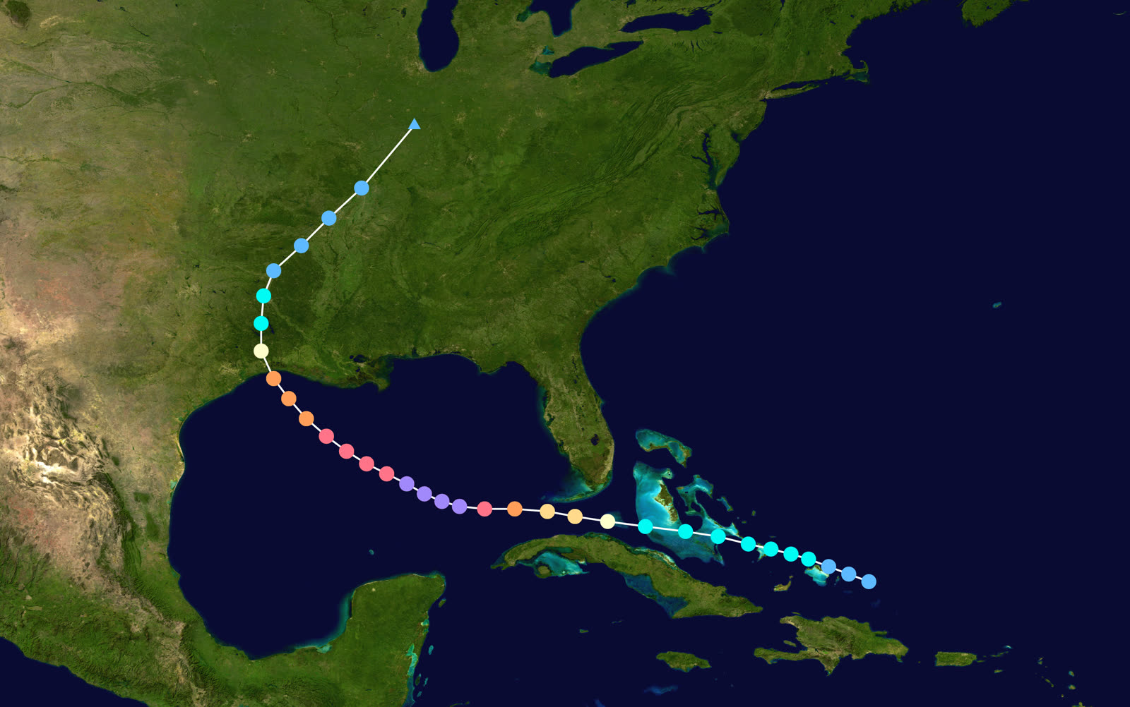 Best track and Saffir-Simpson intensity of Hurricane Rita, September 18-26, 2005