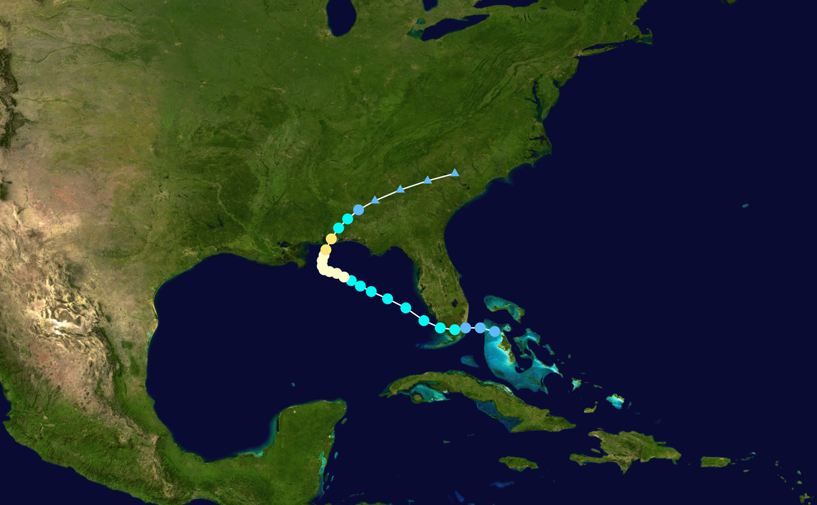 Best track of Hurricane Sally, September 11-17, 2020; note the crawl at the coast