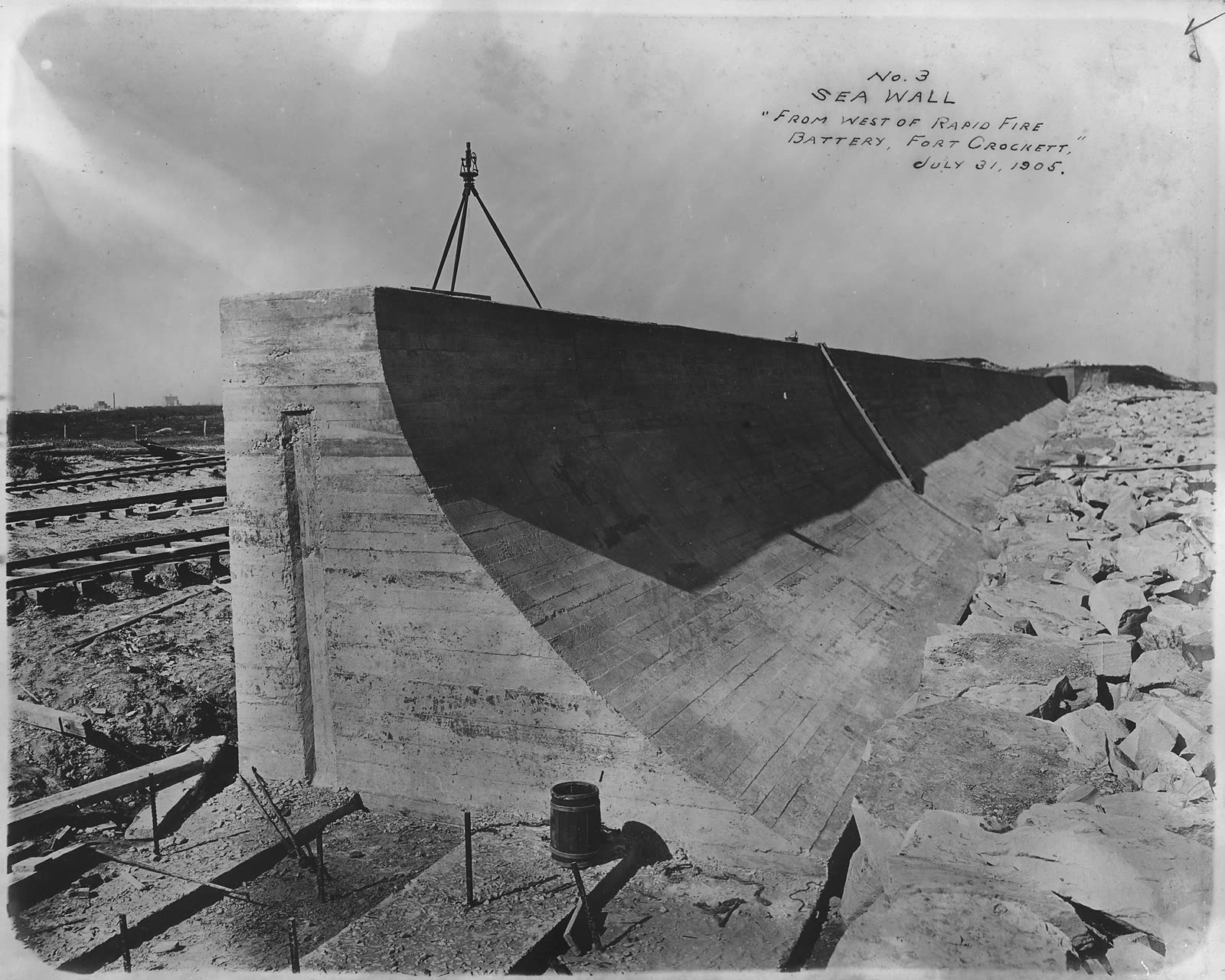 The Galveston Seawall under construction, the city's answer to a storm no policy had covered